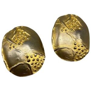 Vintage‎ KJL Clip Earrings Abstract Organic Design Kenneth Jay Lane